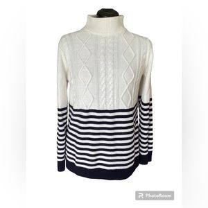 Talbots black and white cotton/rayon sweater size large